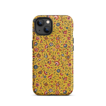 Carnations - Flower Pattern Fabric Phone Case Iphone 13 / Matte Vibrant Yellow Phone Case Adorned Dense Intricate Floral Carnations Flower