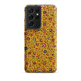Carnations - Flower Pattern Fabric Phone Case Samsung Galaxy S21 Ultra / Matte Vibrant Yellow Phone Case Adorned Dense Intricate Floral