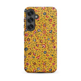 Carnations - Flower Pattern Fabric Phone Case Samsung Galaxy S25 Plus / Matte Vibrant Yellow Phone Case Adorned Dense Intricate Floral
