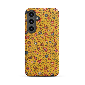 Carnations - Flower Pattern Fabric Phone Case Samsung Galaxy S24 Plus / Matte Vibrant Yellow Phone Case Adorned Dense Intricate Floral
