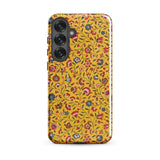 Carnations - Flower Pattern Fabric Phone Case Samsung Galaxy S25 Plus / Gloss Vibrant Yellow Phone Case Adorned Dense Intricate Floral
