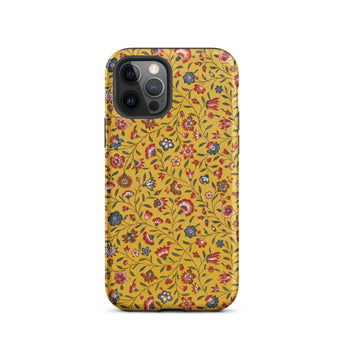 Carnations - Flower Pattern Fabric Phone Case Iphone 12 Pro / Matte Vibrant Yellow Phone Case Adorned Dense Intricate Floral Carnations
