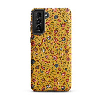 Carnations - Flower Pattern Fabric Phone Case Samsung Galaxy S21 Plus / Matte Vibrant Yellow Phone Case Adorned Dense Intricate Floral