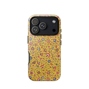 Carnations - Flower Pattern Fabric Phone Case Iphone 17 Pro / Gloss Yellow Phone Case Adorned Delicate Floral Pattern Red Carnations Flower