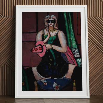 Carnival Mask - Max Beckmann Expressionismus-Kunstdruck / Leinwand, 24x32’’ / 61x81cm / Weißer Rahmen / Passepartout, Poster-Drucke & visuelle Kunstwerke,