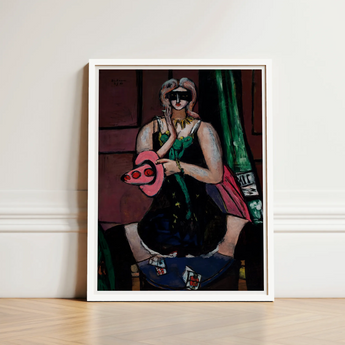 Carnival Mask - Max Beckmann Expressionism Art Print / Canvas Framed Stylized Portrait Woman Black Sunglasses, German, Beckmann’s Prints
