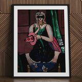 Carnival Mask - Max Beckmann Expressionism Art Print / Canvas Black-framed Stylized Portrait Woman Black Dress, German, Beckmann’s Prints