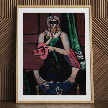 Carnival Mask - Max Beckmann Expressionism Art Print / Canvas Framed Art Print Stylized Portrait Woman Black Dress Max Beckmann, German