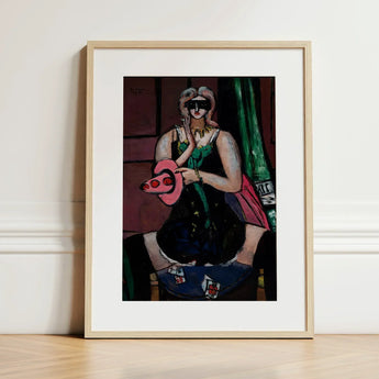 Carnival Mask - Max Beckmann Expressionism Art Print / Canvas Framed Stylized Portrait Woman Black Sunglasses, German, Beckmann’s Prints