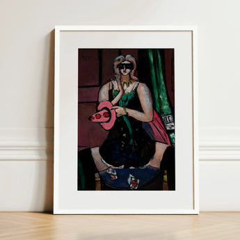 Carnival Mask - Max Beckmann Expressionism Art Print / Canvas Framed Stylized Portrait Woman Black Sunglasses, German, Beckmann’s Prints