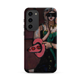 Carnival Mask - Max Beckmann Phone Case Samsung Galaxy S23 Plus / Matte Phone Case Stylized Painting Woman Green Dress Pink Max Beckmann,