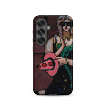 Carnival Mask - Max Beckmann Phone Case Samsung Galaxy S25 / Matte Phone Case Stylized Painting Woman Green Black Attire Max Beckmann,