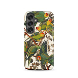 Carolina Parrots - John James Audubon Samsung Case, Galaxy S25 / Matte, White Phone Case Adorned Vibrant Parrot Illustration