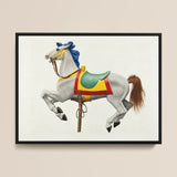 Carousel Horse - American Watercolor Art Print / Canvas, 16x12’’ / 41x31cm / Black Frame, Posters Prints & Visual Artwork, Toby Leon
