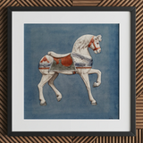 Carousel Horse - Stampa artistica ad acquerello di Henry Murphy / Tela, 12x12’’ / 31x31cm / Cornice nera / Passe-partout, Poster, stampe e opere d’arte visiva,