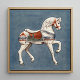 Carousel Horse - Henry Murphy Watercolor Art Print / Canvas Framed Artwork White Red Silver Decorative, Nostalgic Americana, Prints