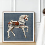 Carousel Horse - Henry Murphy Watercolor Art Print / Canvas Vintage Wooden Carousel Horse White Paint Red Saddle Henry Murphy Watercolor,
