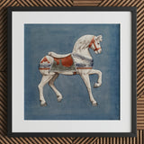 Carousel Horse - Henry Murphy Watercolor Art Print / Canvas White Painted Wooden Red Gray Decorative, Nostalgic Americana, Prints