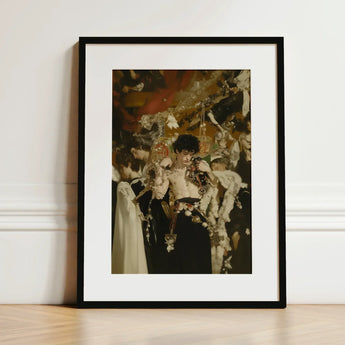 Carte Blanche - Surreal Gay Baroque Art Print / Canvas Black-framed Classical Painting Shirtless Man Adorned, Dream Incarnate Prints