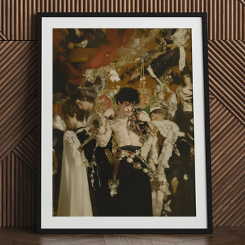 Carte Blanche - Surreal Gay Baroque Art Print / Canvas Black-framed White Classical Painting Shirtless Man, Dream Incarnate Prints
