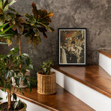 Carte Blanche - Surreal Gay Baroque Art Print / Canvas Framed Abstract Artwork Wooden Shelf Surrounded Potted Plants, Dream Incarnate Prints