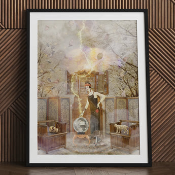 Cassandra the Mystic Marvel - Witch Legend Art Print Artistic Framed Poster Woman Deco Style Surrounded Pulsing, Toby Leon Prints