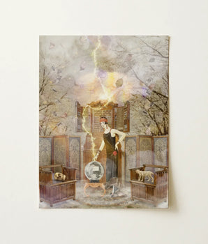 Artistic Print Woman Art Deco Style Crystal Ball Witch Legend Pulsing, Toby Leon