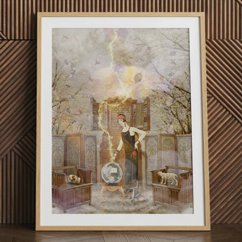 Cassandra the Mystic Marvel - Witch Legend Art Print Framed Woman Deco Style Globe Mystical Pulsing, Toby Leon Prints