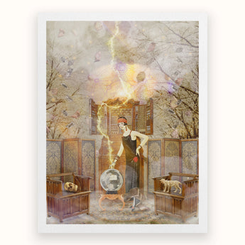 Cassandra the Mystic Marvel - Witch Legend Art Print Woman Vintage Attire Crystal Ball Mystical Pulsing, Toby Leon Prints