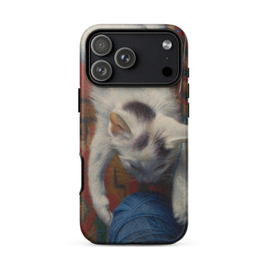 Cat with Ball of Wool - Richard Muller Phone Case, Richard Muller Iphone, Woolen World Unspooling, Patterned Floor