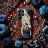 Cat with Ball of Wool - Richard Muller Phone Case Phone Case Detailed Illustration White Gray Kitten Playfully Richard Muller Iphone,