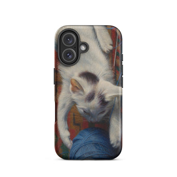 Cat with Ball of Wool - Richard Muller Phone Case Iphone 16 / Matte Phone Case Kitten Design Richard Muller Iphone, Woolen World