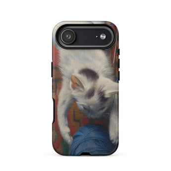 Cat with Ball of Wool - Richard Muller Phone Case Iphone 17 Air / Matte White Cat Phone Case Yarn Ball Design Durable Richard Muller