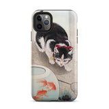 Cat and Goldfish Bowl - Ohara Koson Phone Case Iphone 11 Pro Max / Matte, Koson’s Feline Tableau, Lacquered Ink Mid-stroke Mobile Cases