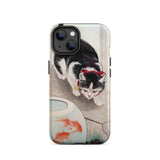 Cat and Goldfish Bowl - Ohara Koson Phone Case Iphone 14 / Matte Cat Goldfish Phone Case Koson Iphone Case, Ohara Koson’s Feline Tableau,