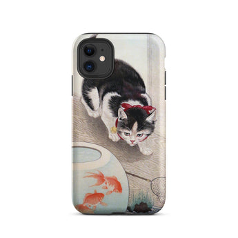 Cat and Goldfish Bowl - Ohara Koson Phone Case Iphone 11 / Matte Cat Goldfish Phone Case Koson Iphone Case, Ohara Koson’s Feline Tableau,