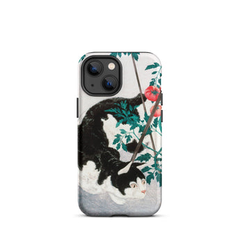 Kat met Tomatenplant - Hiroaki Takahashi iPhone-hoesje, 13 Mini / Mat, Telefoonhoesjes, Toby Leon