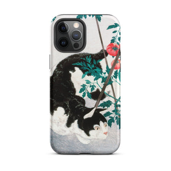 Cat with Tomato Plant - Hiroaki Takahashi Phone Case Iphone 12 Pro Max / Matte Cat Tomato Phone Case Hiroaki Takahashi Rendering, Inked