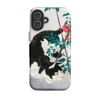 Cat with Tomato Plant - Hiroaki Takahashi Phone Case Iphone 16 Plus / Matte Cat Tomato Plant Phone Case Hiroaki Takahashi Rendering, Inked