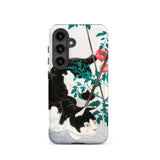 Cat with Tomato Plant - Hiroaki Takahashi Phone Case Samsung Galaxy S24 / Matte Black White Cat Phone Case Playful Illustration Feline