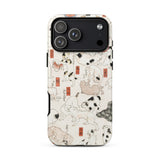 Cats - Utagawa Kuniyoshi Ukiyo-e Phone Case Iphone 17 Pro Max / Matte Beige Phone Case Black White Dog Illustrations Textured Utagawa