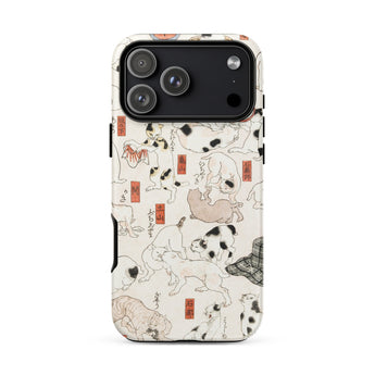 Cats - Utagawa Kuniyoshi Ukiyo-e Phone Case Iphone 17 Pro Max / Matte Beige Phone Case Black White Dog Illustrations Textured Utagawa