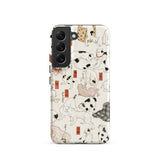 Cats - Utagawa Kuniyoshi Ukiyo-e Phone Case Samsung Galaxy S22 / Matte Cream-colored Phone Case Detailed Illustration Black-and-white Cats