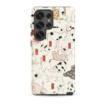 Cats - Utagawa Kuniyoshi Ukiyo-e Phone Case Samsung Galaxy S25 Ultra / Matte Cream-colored Phone Case Detailed Illustration Cats