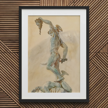 Cellini’s Perseus - John Singer Sargent Art Print / Canvas Black Framed Artwork White Mat Classical Sculpture Design John Singer Sargent,