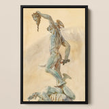 Cellini’s Perseus - John Singer Sargent Art Print / Canvas Framed Watercolor Painting Muscular Nude Male Figure Dynamic John Singer