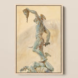 Cellini’s Perseus - John Singer Sargent Art Print / Canvas Watercolor Painting Light Wood Frame Mythological Figure Heracles, Bronze Sheen