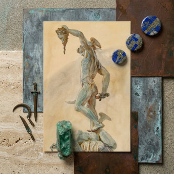 Cellini’s Perseus - John Singer Sargent Art Print / Canvas Watercolor Painting Muscular Nude Male Figure Dynamic Motion John Singer