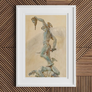 Cellini’s Perseus - John Singer Sargent Art Print / Canvas Watercolor Painting Muscular Nude Male Figure Dynamic Pose, Bronze Sheen Prints