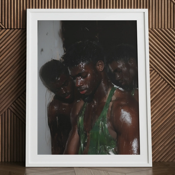 Centerfold - Gay Black Lovers Art Print / Canvas, 24x32’’ / 61x81cm / White Frame / Matboard, Posters Prints & Visual Artwork, Toby Leon